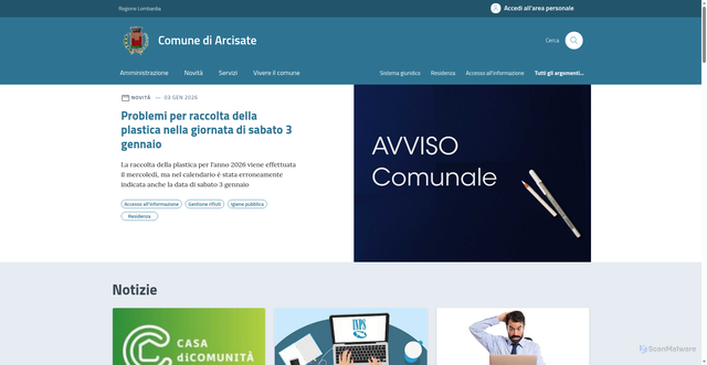 Security scan screenshot of https://www.comunearcisate.va.it/