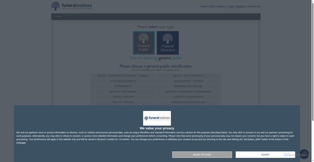 Security scan screenshot of https://booking.funeral-notices.co.uk