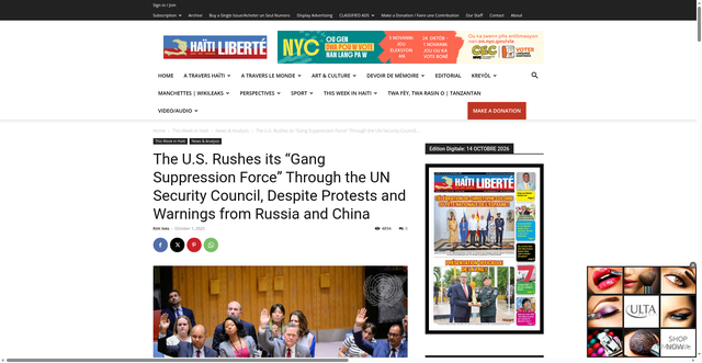 Security scan screenshot of https://haitiliberte.com/the-u-s-rushes-its-gang-suppression-force-through-the-un-security-council-despite-protests-and-warnings-from-russia-and-china/