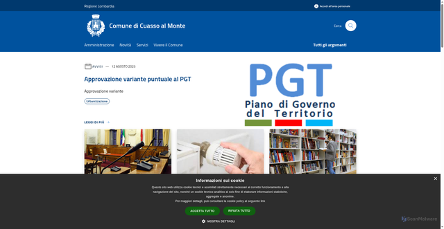 Security scan screenshot of https://www.comune.cuassoalmonte.va.it/it
