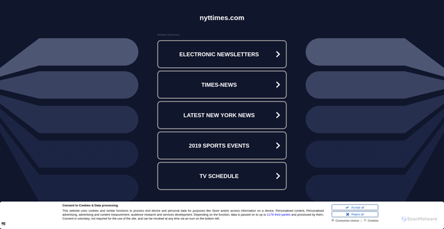 Security scan screenshot of https://www.nyttimes.com/