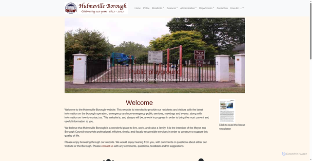 Security scan screenshot of http://hulmeville-pa.gov/home/