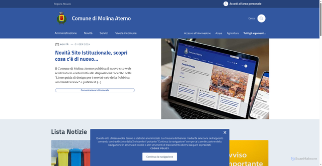 Security scan screenshot of https://comune.molinaaterno.aq.it/