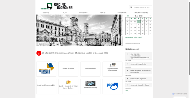 Security scan screenshot of https://www.ordineingegneri-re.it/