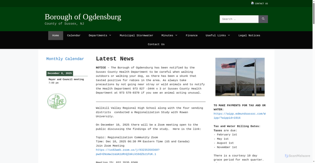 Security scan screenshot of https://ogdensburgnj.gov/