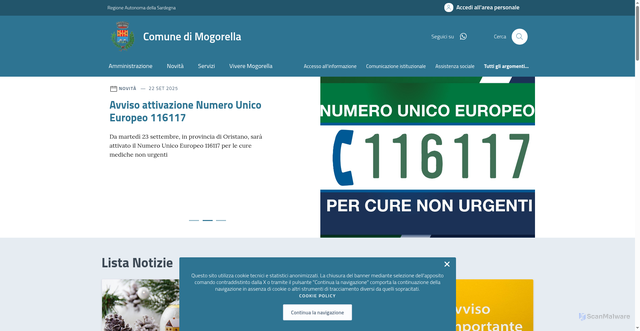 Security scan screenshot of https://comune.mogorella.or.it/