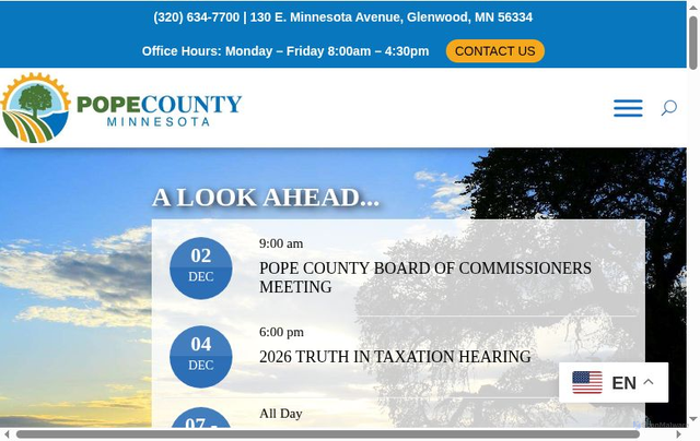 Security scan screenshot of https://popecountymn.gov/