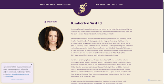Security scan screenshot of https://hallmarkstarslive.com/kimberley-sustad-bio/