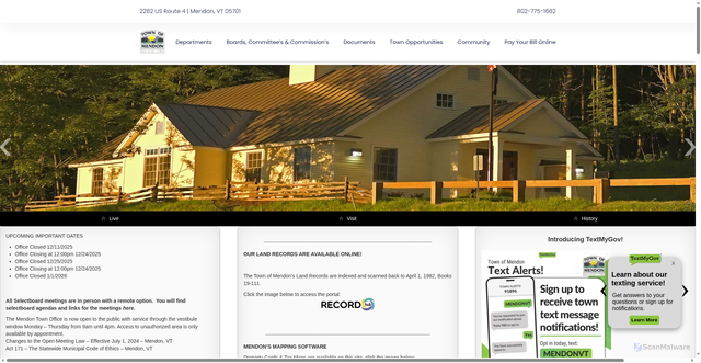 Security scan screenshot of https://www.mendonvt.gov/