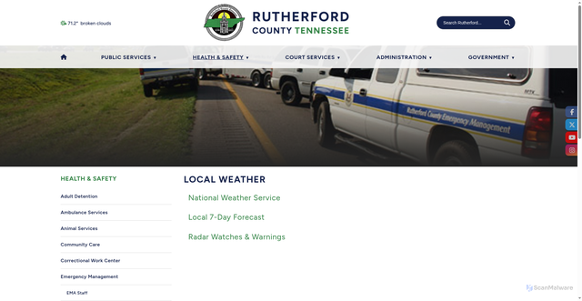Security scan screenshot of https://rutherfordcountytn.gov/localweather