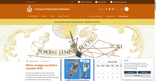 Security scan screenshot of https://www.comune.roccafortemondovi.cn.it/