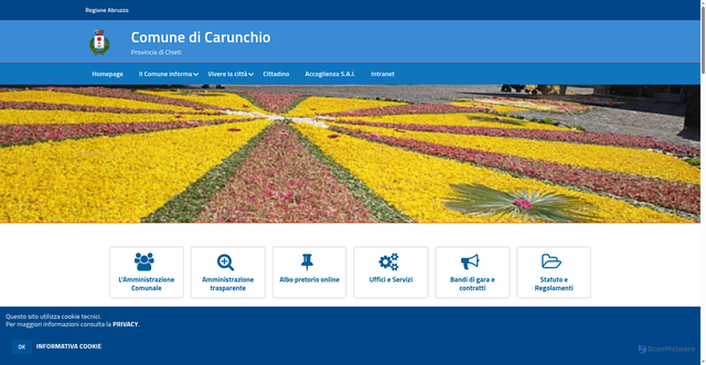 Security scan screenshot of https://comune.carunchio.ch.it/hh/index.php