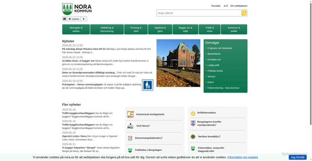 Security scan screenshot of http://www.nora.se