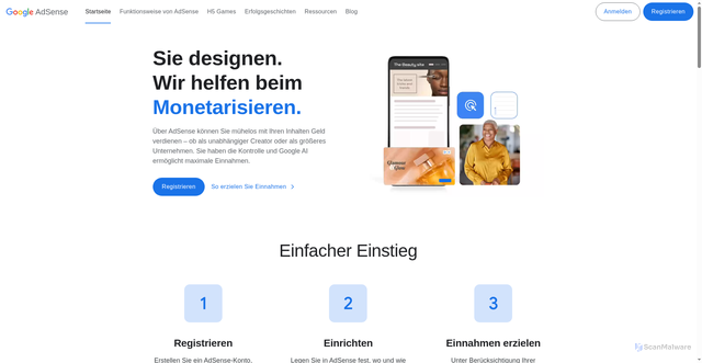 Security scan screenshot of https://adsense.google.com/start/
