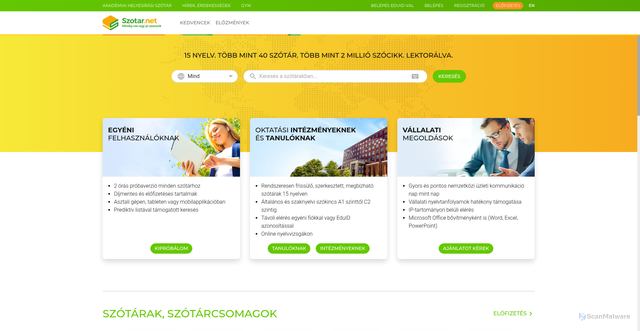 Security scan screenshot of https://www.szotar.net