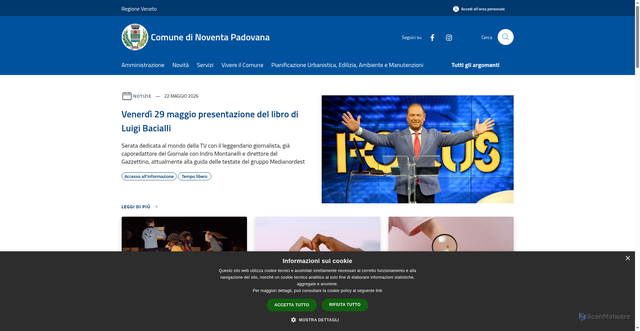 Security scan screenshot of https://www.comune.noventa.pd.it
