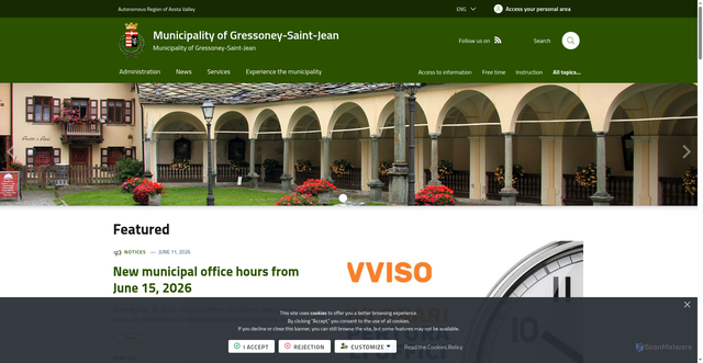 Security scan screenshot of https://www.comune.gressoneystjean.ao.it