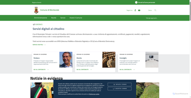 Security scan screenshot of https://www.comune.monteviale.vi.it/