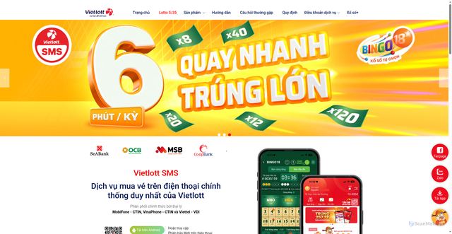 Security scan screenshot of https://vietlottsms.vn