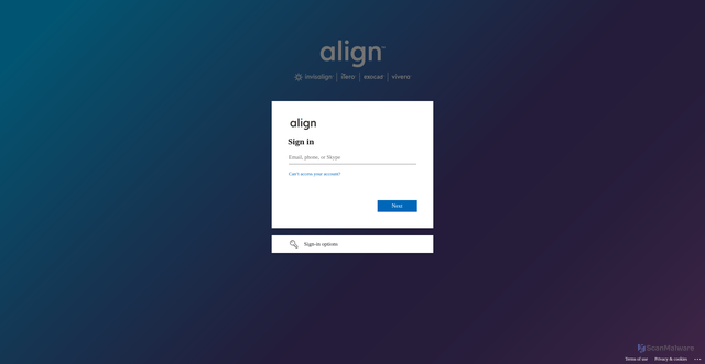 Security scan screenshot of https://scriptcentral.aligntech.com