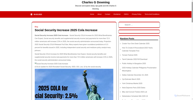 Security scan screenshot of https://charlesgdowningr.pages.dev/zyswd-social-security-increase-2025-cola-increase-sohwk/