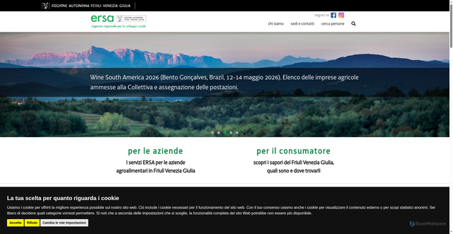 Security scan screenshot of https://www.ersa.fvg.it/cms/hp/;jsessionid=E604219EEBB3C2B3D4791BF2A76FC82A