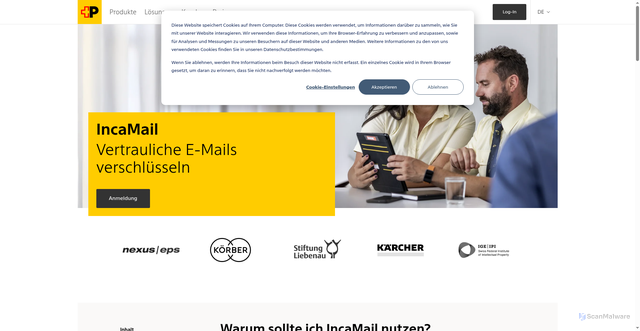 Security scan screenshot of https://incamail.com
