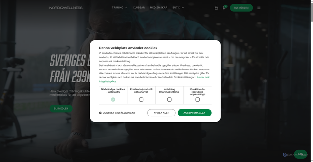 Security scan screenshot of https://nordicwellness.se/?refid=B774-AA195F-E3DFC48D-1FF2FFFF49FF5FBA28E86B56F249ABFFF4-1D981E&utm_medium=email&utm_source=Infact&utm_campaign=Ditt+medlemskap+%c3%a4r+avslutat_17.08.2026&utm_date=2026-08-17