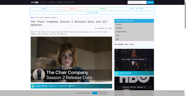 Security scan screenshot of https://whenhbo.com/the-chair-company