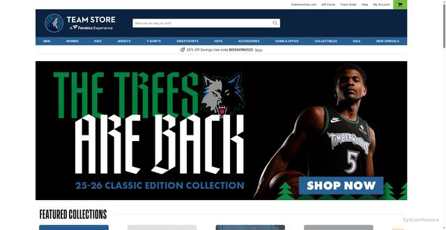 Security scan screenshot of https://shop.timberwolves.com/