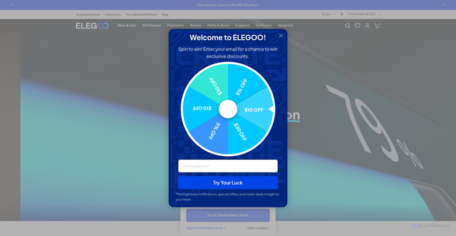 Security scan screenshot of https://us.elegoo.com
