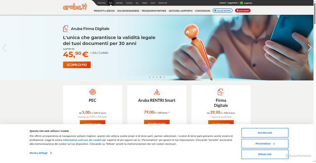 Security scan screenshot of https://dedaloambienteag3spa@pec.it