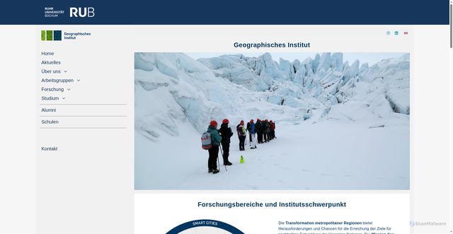 Security scan screenshot of https://www.geographie.ruhr-uni-bochum.de
