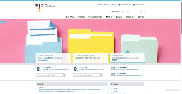 Security scan screenshot of https://www.dpma.de/