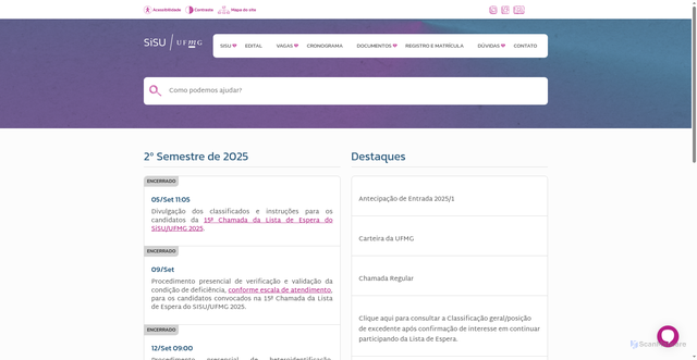 Security scan screenshot of https://www.ufmg.br/sisu/