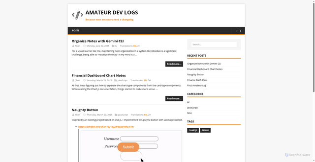 Security scan screenshot of https://amateursdevlog.pages.dev/