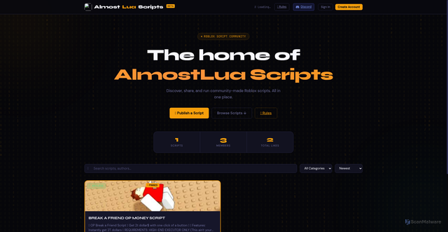 Security scan screenshot of https://almostlua-h62yp3kk58.edgeone.app/