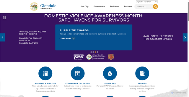 Security scan screenshot of https://www.glendaleca.gov/