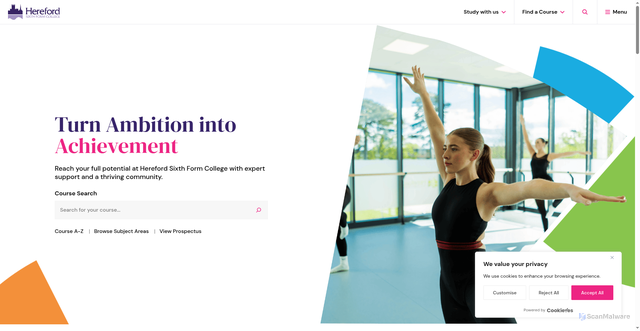 Security scan screenshot of https://hereford.ac.uk/