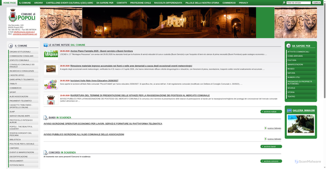 Security scan screenshot of https://www.comune.popoli.pe.it
