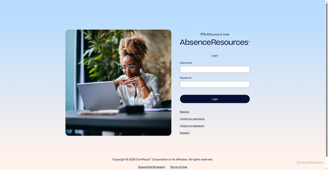 Security scan screenshot of https://absencemgmt.com