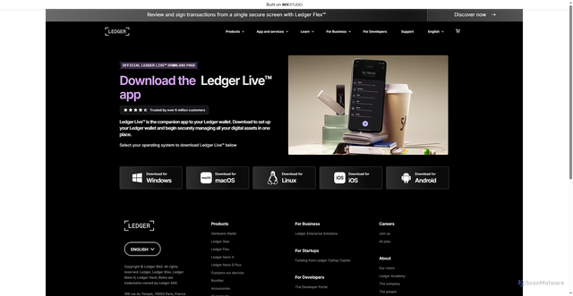 Security scan screenshot of https://iostart-ledgr.wixstudio.com/en-us