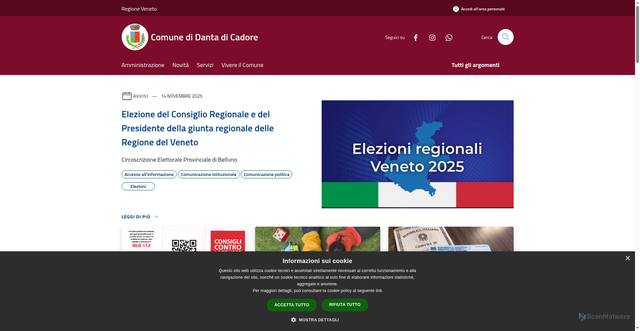Security scan screenshot of https://www.comune.dantadicadore.bl.it/it