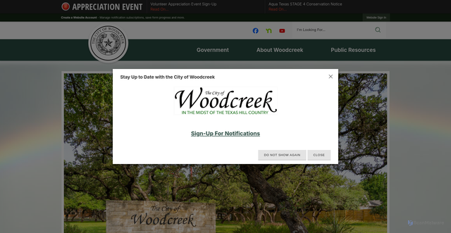 Security scan screenshot of https://woodcreektx.gov/