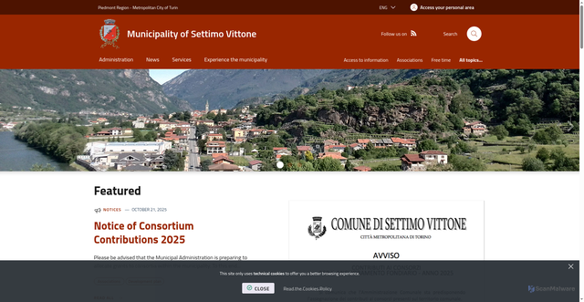 Security scan screenshot of https://www.comune.settimovittone.to.it/it-it/home