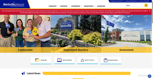Security scan screenshot of https://www.wentzvillemo.gov/