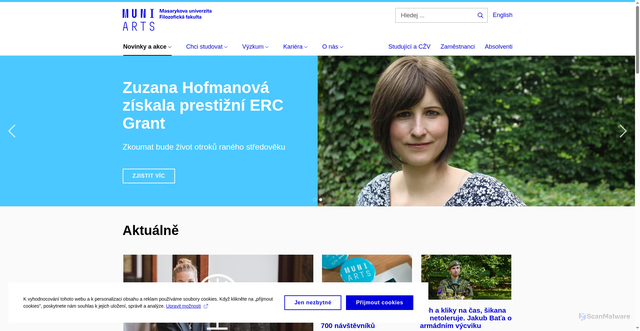 Security scan screenshot of https://www.phil.muni.cz