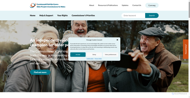 Security scan screenshot of https://olderpeople.wales/