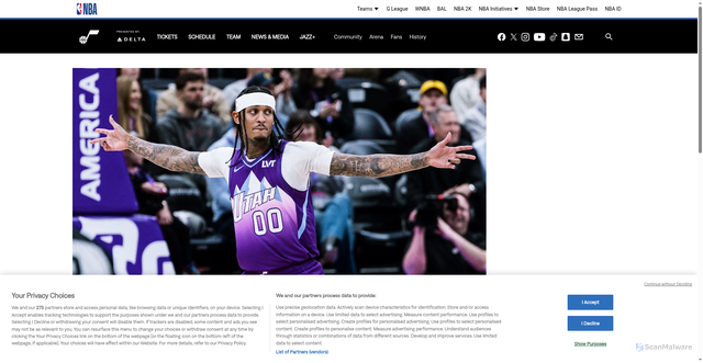 Security scan screenshot of https://utahjazz.com/news/utah-jazz-and-jordan-clarkson-reach-buyout-agreement