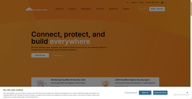 Security scan screenshot of https://www.cloudflare.com/